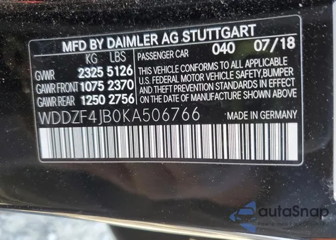 2019 Mercedes-Benz E 300 z USA, uszkodzony, nr VIN WDDZF4JB0KA506766